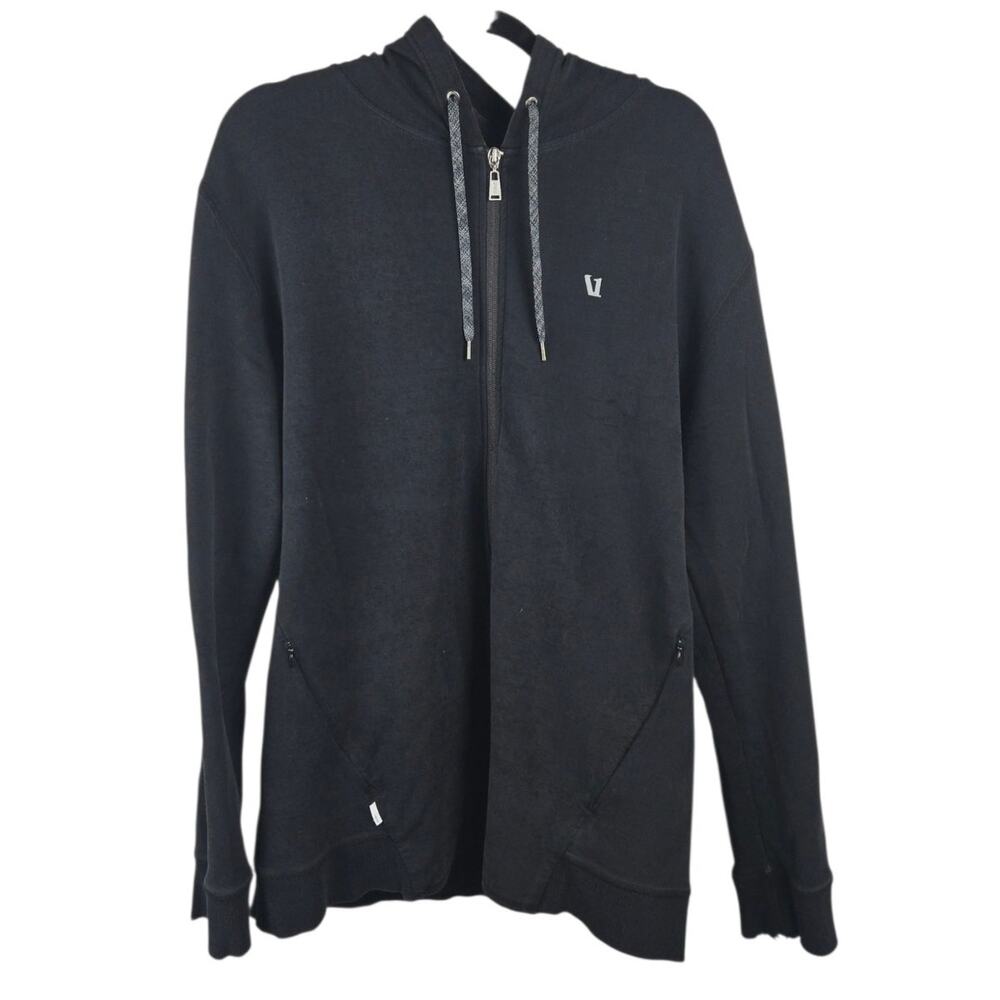 Vuori Men's Full Zip Hoodie Elbow Patch Black XL - FLAWS